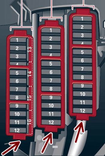 Audi Q5 (2009-2012): Diagrama de fusíveis