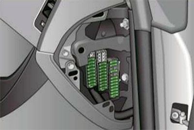 Audi Q5 (2009-2012): Localização da caixa de fusíveis