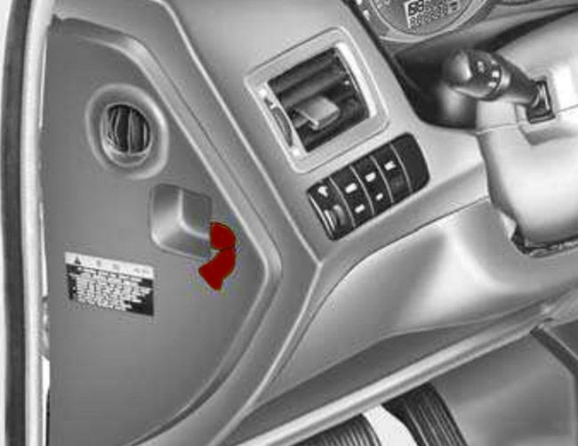 Hyundai Tucson (2004-2009): Localização da caixa de fusíveis